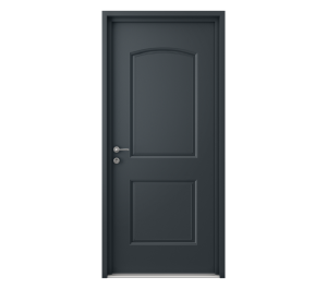 Porte d'entrée foncée avec moulure | Menuiseries Bouvet