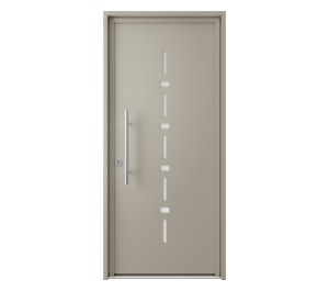 Porte d'entrée beige avec décor vitré | Menuiseries Bouvet