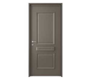 Porte d'entrée pleine couleur marron avec effet moulure | Menuiseries Bouvet