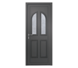 Porte d'entrée grise traditionnelle | Menuiseries Bouvet