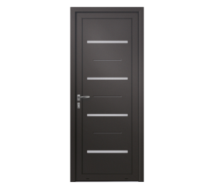 Porte d'entrée noire avec détails tout au long du modèle en horizontal | Menuiseries Bouvet