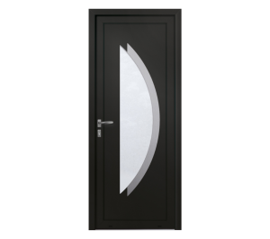Porte d'entrée noire avec décor vitré | Menuiseries Bouvet