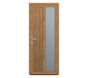 Porte d'entrée bois avec rectangle vitrée sur le droite | Menuiseries Bouvet
