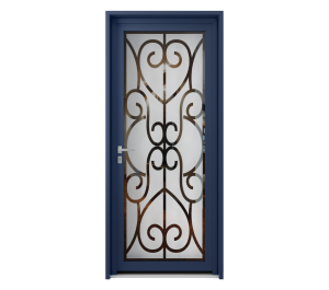 Porte d'entrée originale avec des décors transparents tout le long de la porte | Menuiseries Bouvet