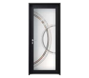 Porte d'entrée vitrée avec détails en forme de cercle | Menuiseries Bouvet