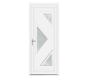 Porte d'entrée blanche composée de 3 triangles vitrés | Menuiseries Bouvet