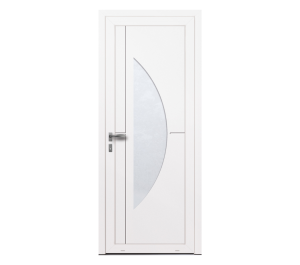 Porte d'entrée simple blanche avec décor vitré | Menuiseries Bouvet
