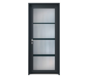 Porte d'entrée avec lignes horizontales gris anthracite | Menuiseries Bouvet