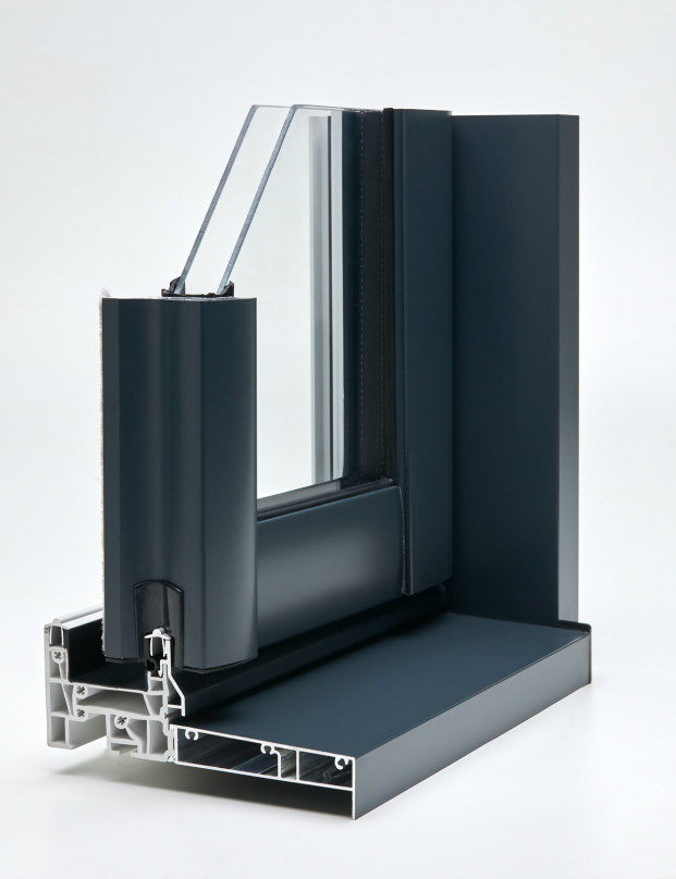 Coupe d'un coulissant mixte aluminium / PVC - Menuiserie Bouvet Coupe d'un coulissant mixte aluminium / PVC - Menuiserie Bouvet