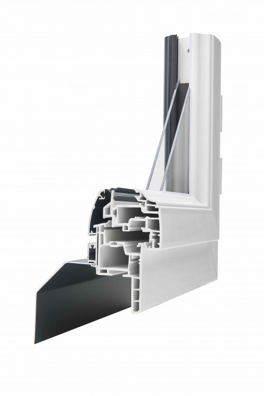 Coupe d'une fenêtre mixte aluminium / PVC - Menuiserie Bouvet